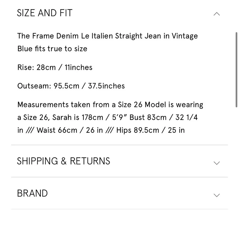 NWT Frame Le Italien Straight Jean in Vintage Blue 24 - Picture 3 of 16